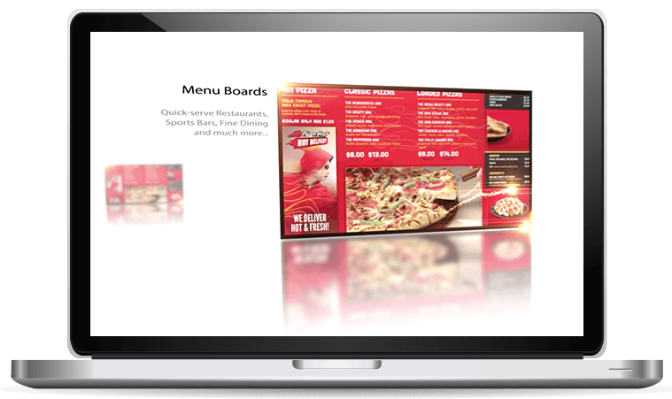 digital menu board on laptop signcast media 