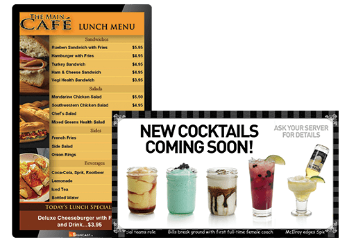 digital signage digital menu boards for various restaurants